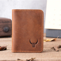 Portefeuille en cuir de vachette Crazy Horse à motif animal, vintage, simple, avec plusieurs emplacements pour cartes, porte-cartes pour homme