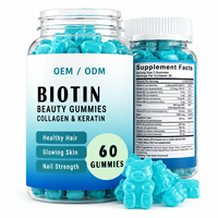 OEM Marque Privée Gummies Biotine Collagène Kératine 60 Pièces Cheveux Peau Ongles Beauté Vitamines Adultes