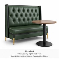 Ensemble de mobilier de restaurant, canapé mural pour hôtel, tables et chaises en bois massif pour café