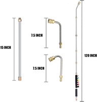 Baguettes d'extension pour nettoyeur haute pression-Outils de nettoyage de gouttière pour laveuse à pression de 120 pouces, Lance de remplacement télescopique