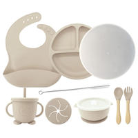 Meilleures ventes : Ensemble d'alimentation pour bébé facile à nettoyer, sans BPA, ustensiles d'apprentissage pour nourrissons, ensemble d'alimentation en silicone pour bébé
