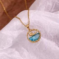 Venta al por mayor collar mujer ballena nicho diseño encanto colgante collar mujer ilusión azul océano clavícula cadena océano serie