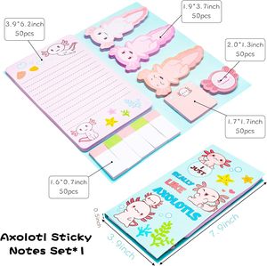 Juego de notas adhesivas en forma de axolotl, 550 hojas, marcadores de página autoadhesivos, pestañas divisorias, pez caminante mexicano, tema de animales para notas traseras - Product Image 4