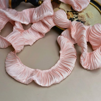 3/5CM Lebar Glitter Lembut Kristal Satin Lipit 3DLace Kain Pinggiran Pita Fringe Ruffles Potong Boneka Kain Headwear Dekorasi Jahit