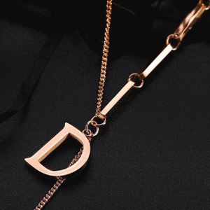 Nuevo y Delicado Collar con Colgante Doble de Acero Inoxidable con Letra Inicial A-Z para Hombre y Mujer, Chapado en Oro de 18K - Product Image 3