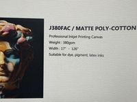Toile parfaite 380 g/m² en polycoton premium tendue sur châssis, rouleau de 17 à 72 pouces pour impression jet d'encre à pigments et encres à base d'eau