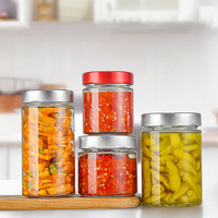 Pot en verre 120ml 220ml 330ml 400ml 580ml à large ouverture et parois droites pour le stockage alimentaire (épices, miel, confiture) avec couvercle hermétique