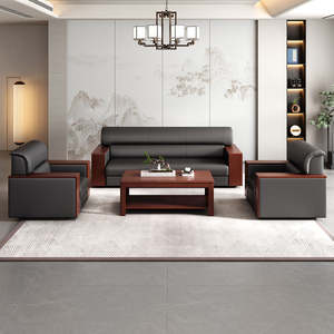 Sofa kantor kulit bulat, Set Sofa kantor kantor pintar Grommet, kulit Modern mewah - Product Image 4