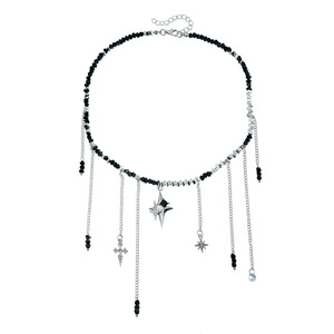 <span class=keywords><strong>Collana</strong></span> <span class=keywords><strong>con</strong></span> <span class=keywords><strong>perline</strong></span> <span class=keywords><strong>nere</strong></span> stile Spicy Girl europeo <span class=keywords><strong>e</strong></span> americano, <span class=keywords><strong>con</strong></span> ciondolo a stella <span class=keywords><strong>e</strong></span> croce, catena girocollo - Product Image 1