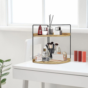Scaffale <span class=keywords><strong>di</strong></span> stoccaggio del bancone del bagno a due strati, scaffale d'angolo in <span class=keywords><strong>legno</strong></span> per il piano <span class=keywords><strong>di</strong></span> lavoro della cucina, portaspezie, scaffale <span class=keywords><strong>di</strong></span> stoccaggio del Desktop - Product Image 6