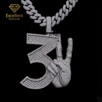 Offre Spéciale – Pendentif Numérique Hip Hop Personnalisé en Argent Sterling 925 et Moissanite VVS pour Hommes – Idéal Streetwear, Rap, Scène, Fête – Vente en Gros
