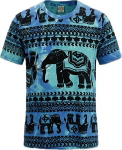 Camiseta de manga corta y cuello redondo con diseño de elefante sublimado con efecto tie-dye. Hecho de poliéster de 140 g/m². - Product Image 3