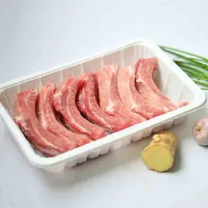 Bandeja plástica para carne Pp de produto comestível preto branco Pp Evoh mapa bandejas HSQY para exibição