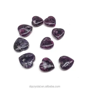 HOT sale high quality Purple Mica pendant healing Lepidolite heart necklace droplet crystal for Jewelry Making and diy