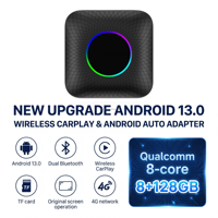 OEM Custom Wireless CarPlay Android Auto AI Box Android 13 Qualcomm 6125 8+128GB 4G LTE Ambient Light Smart Car Video Box.