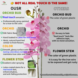 Honhua bunga <span class=keywords><strong>Cymbidium</strong></span>, kerajinan tangan merah putih sentuhan asli 8 kepala lateks Phalaenopsis anggrek buatan untuk dekorasi pernikahan