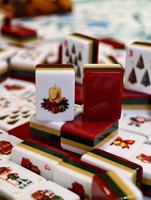 160 tuiles de Mahjong américaines traditionnelles de Noël, rouges, en acrylique 4 couches, cadeaux de Noël luxueux et divertissement pour les fêtes
