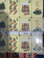 Jeu de Mahjong sur le thème du ski, personnalisé OEM, 160 pièces, tuiles blanches avec dos flocon de neige bleu, tuiles de Mahjong américaines en relief, vente en gros