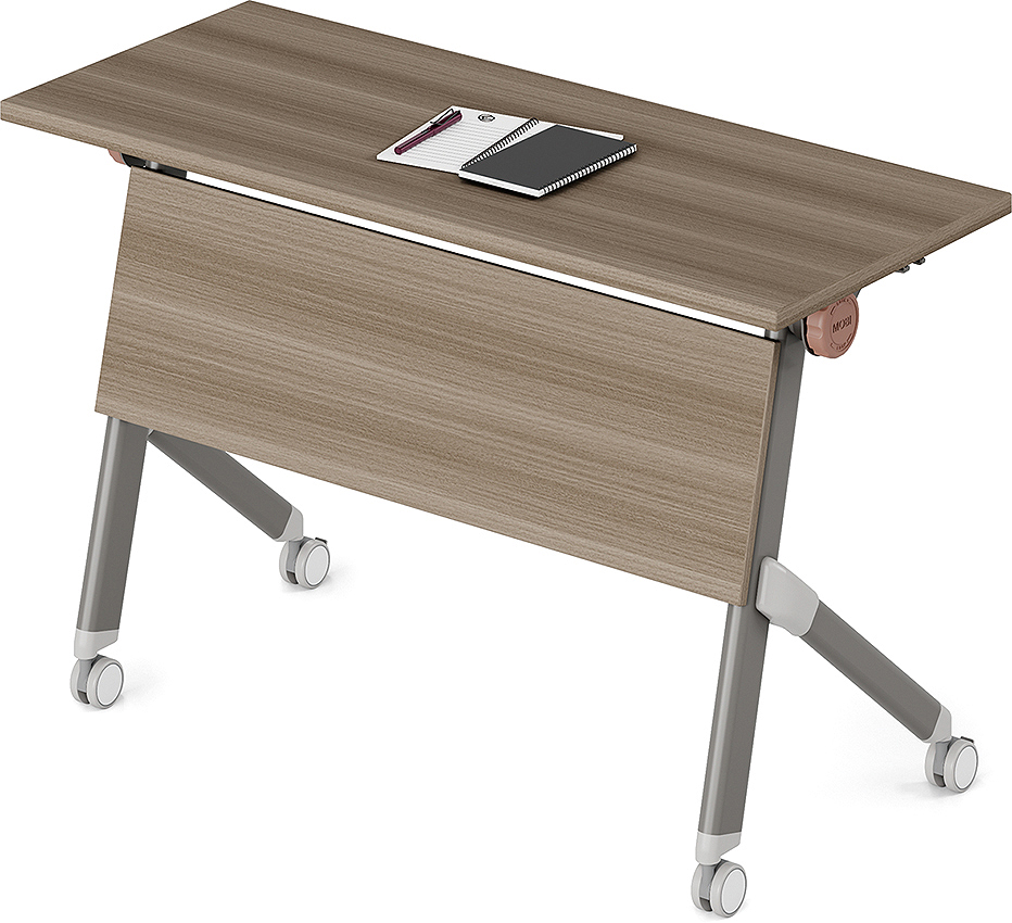 Bois de teck + pieds en acier gris