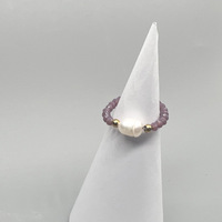 Handgemachte benutzer definierte farbige Opal Perle elastischen Ring Mädchen natürliche Perle Glas Kristall ringe für Frauen
