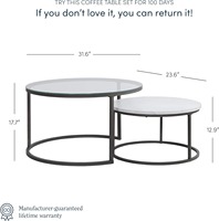 Vente en gros en usine 2 ensembles de tables basses imbriquées modernes en bois et verre avec cadre en métal noir table gigogne blanche pour un montage facile