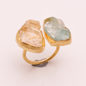 Bague plaquée or en argent sterling 925, tourmaline noire naturelle, bague en pierres précieuses aigue-marine, exportateur de bijoux en argent 925 fait à la main - Product Image 4
