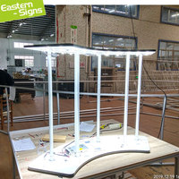 Comptoir Pop up Comptoir de salon professionnel pliable Présentoir de table de salon professionnel personnalisé en aluminium Compteur de tissu de tension ovale