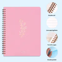 Carnet numérique portable à spirale en cuir, couverture rigide, à feuilles mobiles, motif floral, résistant aux déchirures, 80 feuilles – Nouveauté très prisée