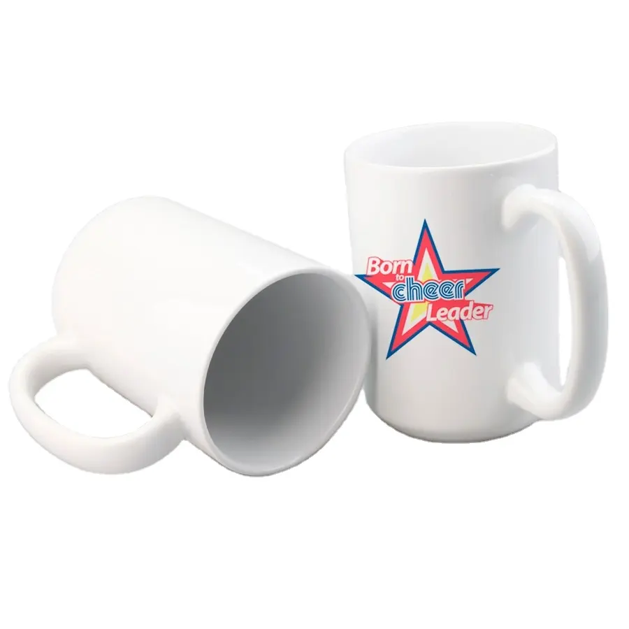 Kişiselleştirilmiş 15 oz büyük beyaz kupalar süblimasyon boş seramik kahve kupa Logo özel DIY