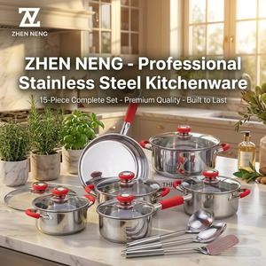 ZHEN NENG Set di Pentole in Acciaio Inox 15 Pezzi, Pentole <span class=keywords><strong>per</strong></span> Latte e Zuppa, Padella con Coperchio in Vetro, Manici in Silicone, Utensili da <span class=keywords><strong>Cucina</strong></span> <span class=keywords><strong>per</strong></span> Casa - Product Image 2