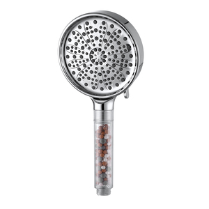 ABS plastic 6 functional high water pressure hand held filter shower head round abs overhead multi function shower