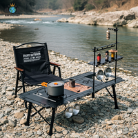 Table pliante tactique IGT en alliage d'aluminium léger, de luxe abordable, avec plaques de jonction DIY, pour camping et thé