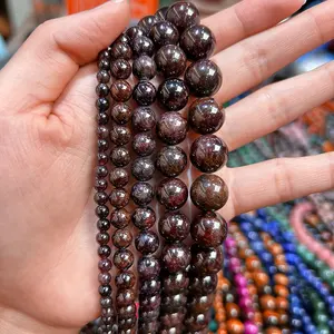 Naturale rosso granato gemma perline sciolte per collana bracciale orecchini gioielli fai da te perline rotonde perline sciolte stringa
