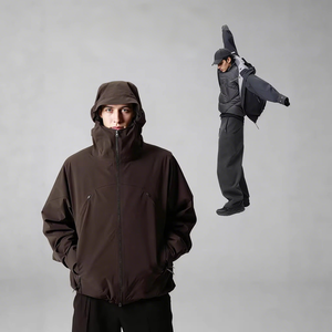 Veste d'hiver imperméable unisexe personnalisée avec fermeture éclair respirante pour la randonnée en plein air Trois en un Coquille dure en caoutchouc pressé à capuche - Product Image 1