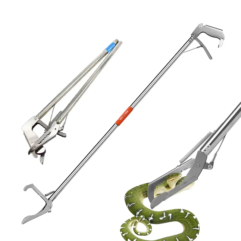 Acero inoxidable profesional al aire libre serpiente gancho serpiente Catcher Grabber Stick para reptil