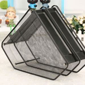 Metal Mesh 2 Tiers Magazine <b>Holder</b> <b>Document</b> File Organizer for Office School Supplies Cute Desk Organizer Hot Desk Organizer - Product Image 3