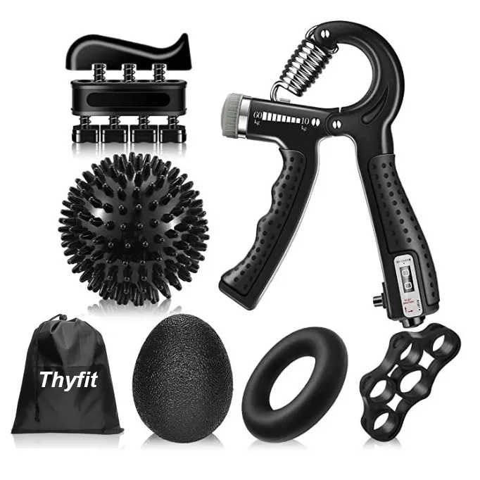 THYFIT Hand Grip Strength ener Kit (6 Stück) Unterarm Finger Exerciser Massage ball Verstellbarer Hand greifer