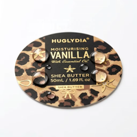Étiquettes autocollantes personnalisées imperméables et écologiques à imprimé léopard avec détails en feuille d'or pour l'emballage de luxe HUGLYDIA à la vanille