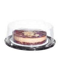 Boîtes à gâteaux rondes jetables en plastique PET empilables de 11 à 12 pouces, boîtes d'emballage pour gâteaux de boulangerie à emporter avec couvercle transparent