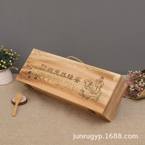 Caja de Madera para Empacar Miel, 4 Botellas, Madera de Pino, Hecha a Mano, Rectangular, Artesanía de Shandong - Product Image 4