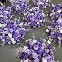 Bola Bunga Sutra Buatan Berkualitas Tinggi Warna Ungu dan Putih untuk Dekorasi Centerpiece Meja Pernikahan