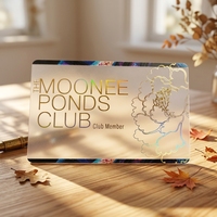 Carte PVC transparente avec estampage à chaud UV arc-en-ciel imprimée offset, laminée avec film – Vente en gros à chaud