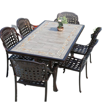 Ensemble de meubles de jardin modernes et durables en aluminium et bois massif, tables et chaises, résistant à l'eau et aux rayons UV, pour 4 personnes, meubles de loisirs pour villa