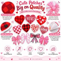 Patch brodé en gros, motif cœur et nœud, amour XOXO, Saint-Valentin, à carreaux, léopard, mignon, thermocollant ou à coudre