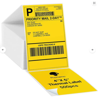 Label Pengiriman Alamat Thermal Putih 4x6 inci, Kertas Perekat Thermal untuk Printer Thermal, 500 Label/Roll untuk Zebra/Brother