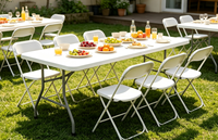Table de banquet pliable de 6 pieds avec plateau en HDPE massif et pieds en métal pour les fêtes, la restauration, les hôtels et l'extérieur