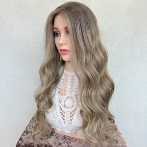 วิกผมแท้สำหรับผู้หญิงผมร่วงไฮไลท์ลูกไม้สวิสปิดรากเข้มมองไม่เห็นเอชดีลูกไม้จากสวิส - Product Image 2