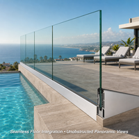 Accessoires de balustrade de balcon extérieur modernes en acier inoxydable, balustrade sans cadre pour villa et hôtel