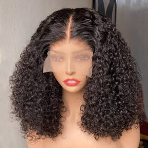 Peluca de Cabello Humano Rizado Kinky Mediano, Negra, con Frente de Encaje Brasileño, Modelo Gold Bell 81, Grado 12A, HD Transparente, 250% de Densidad - Product Image 2