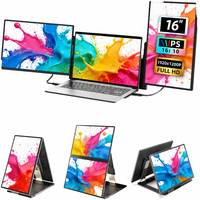 Extenseur d'écran d'ordinateur portable 16 pouces FHD 1200P IPS, triple écran portable, moniteur professionnel conçu pour les voyages d'affaires